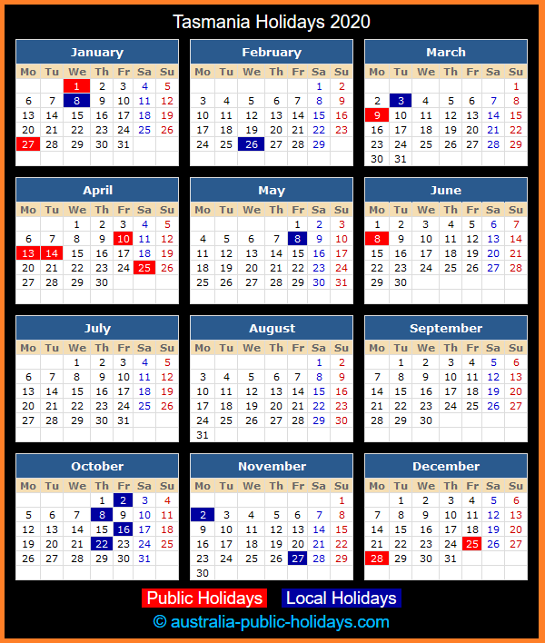 Tasmania Public Holidays