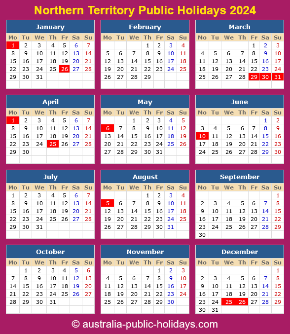 Northern Territory Public Holidays 2024