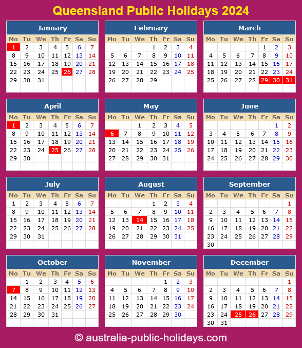 Queensland Public Holidays 2024