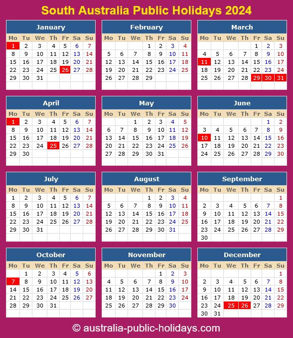 Public Holidays Sa 2025 South Australia Dates